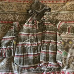 Button up shirt with hood